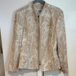 R&M Richards Elegant Beige Paisley Jacket
